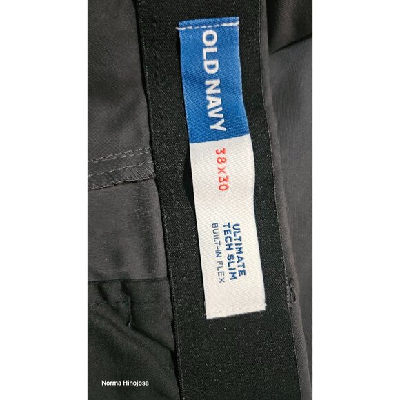 Ultimate Tech Slim Black Pants Old Navy 38x30 Mens Stretch Zipper Pockets - Picture 10 of 10